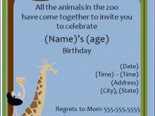 79 Free Printable Zoo Birthday Party Invitation Template for Ms Word for Zoo Birthday Party Invitation Template