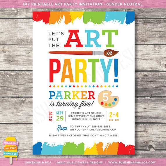 79 Printable Art Party Invitation Template Free Download by Art Party Invitation Template Free