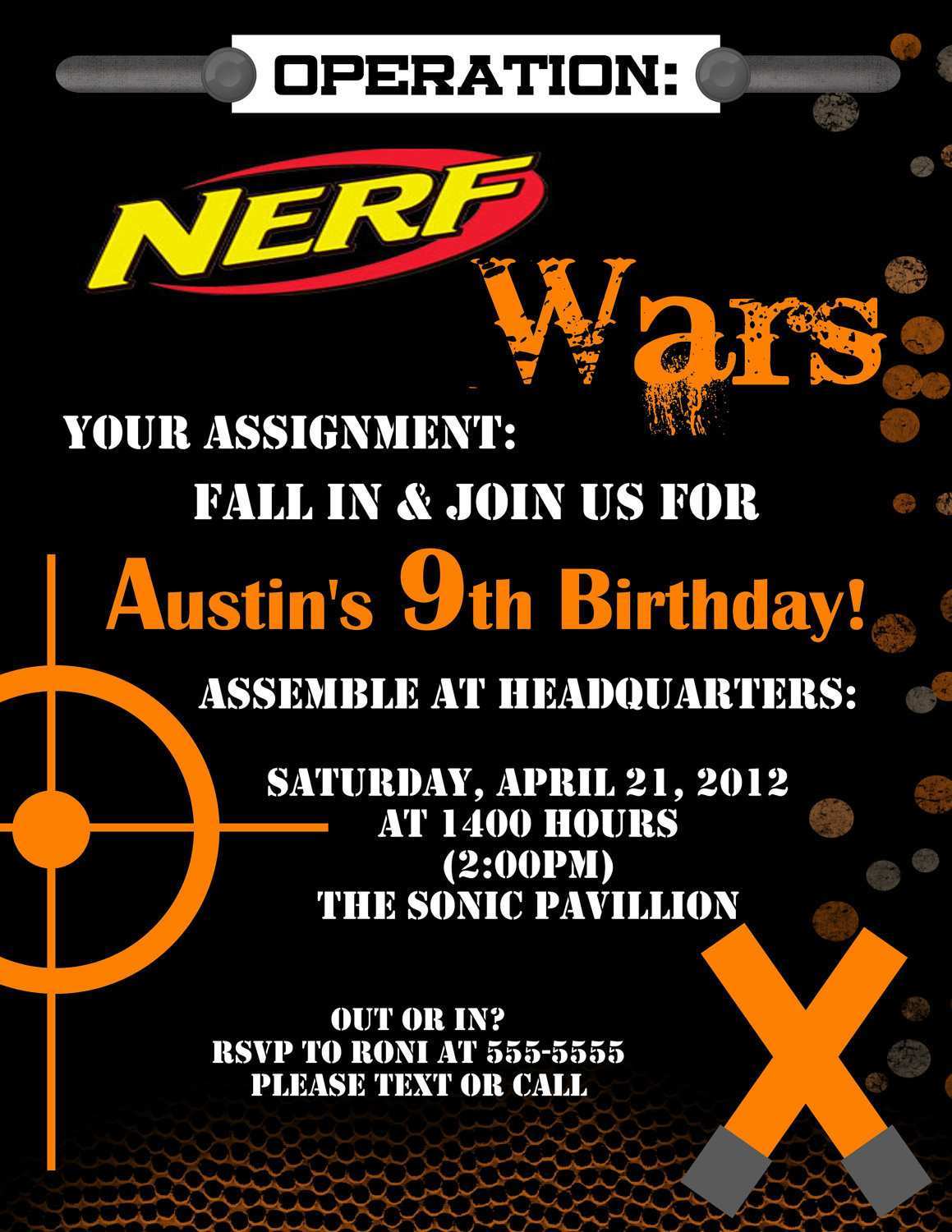 80 Adding Nerf War Birthday Invitation Template Formating for Nerf War Birthday Invitation Template