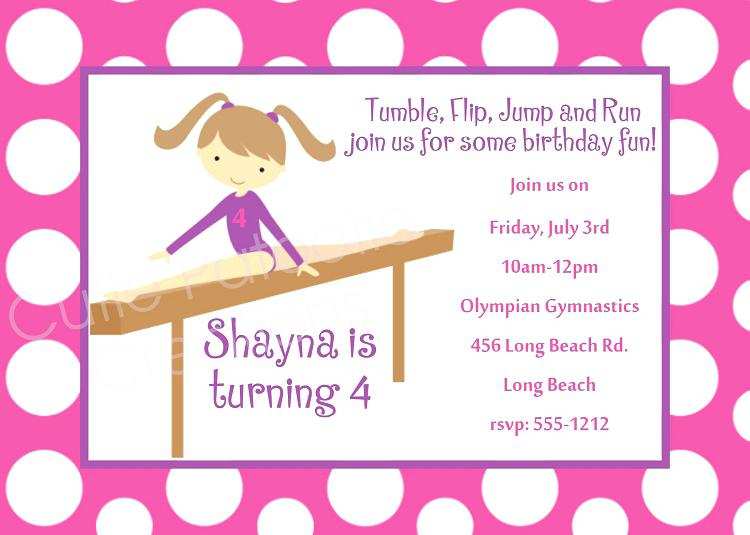 80 Standard Birthday Party Invitation Template Gymnastics With Stunning Design by Birthday Party Invitation Template Gymnastics