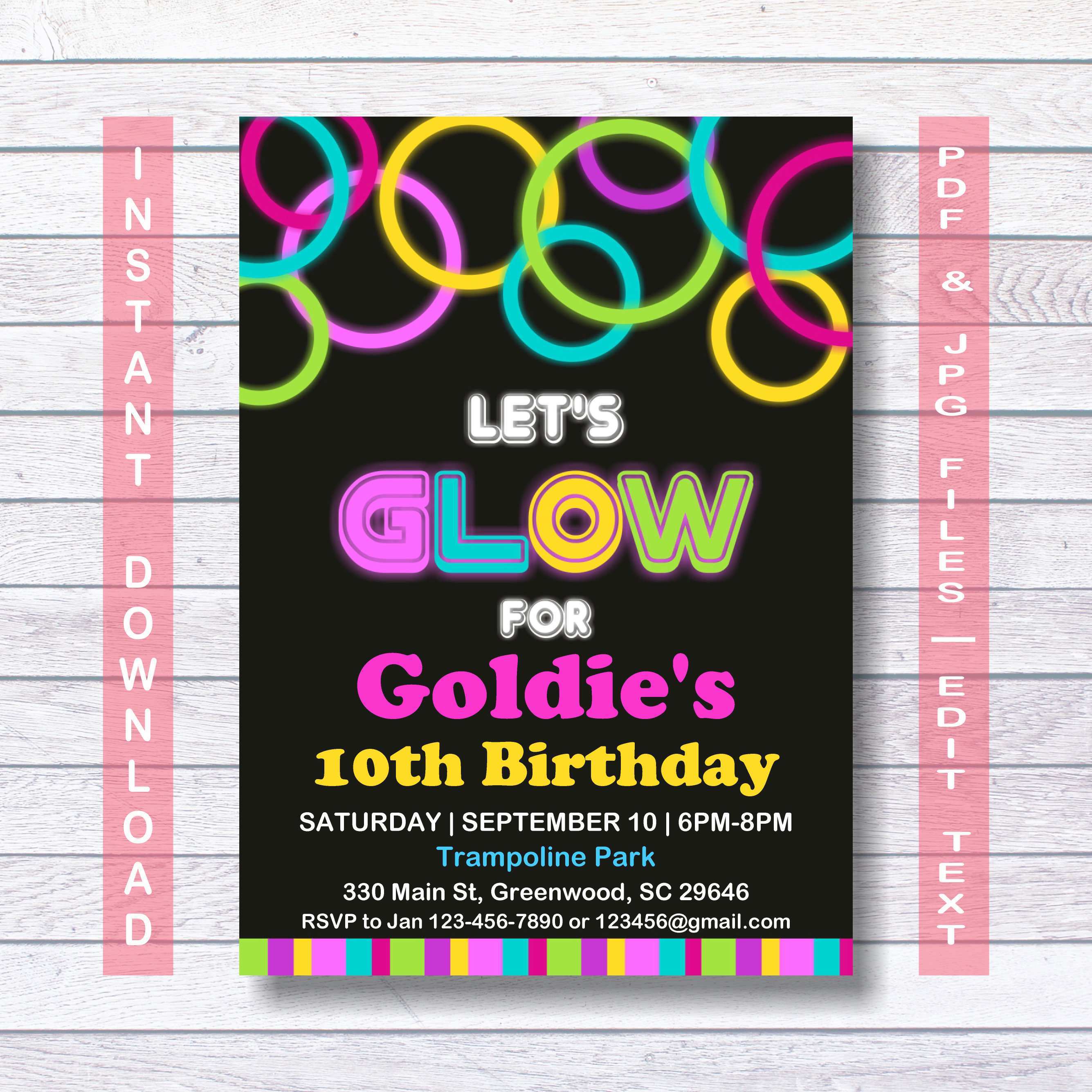 82 Free Printable Neon Party Invitation Template Maker with Neon Party Invitation Template