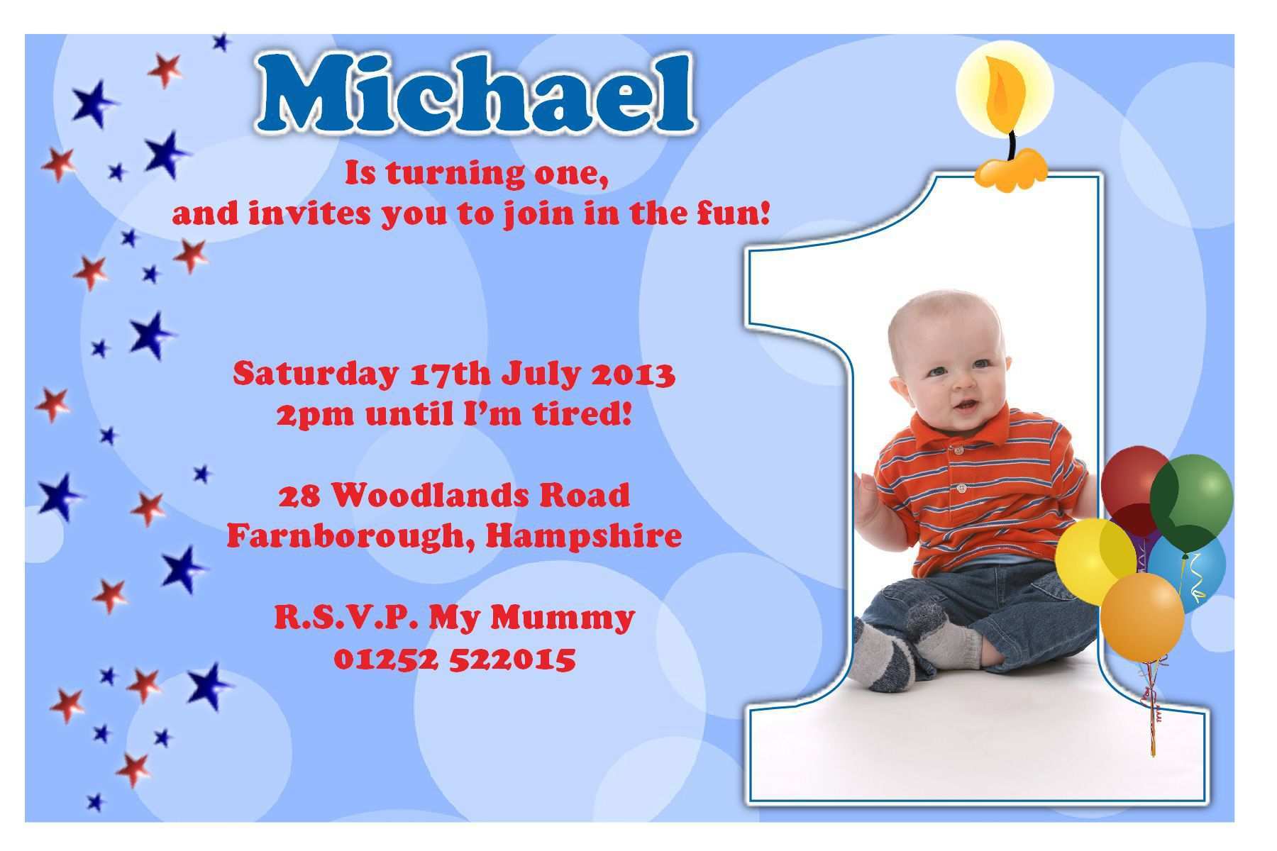 82 How To Create Example Of Invitation Card For 1St Birthday PSD File 