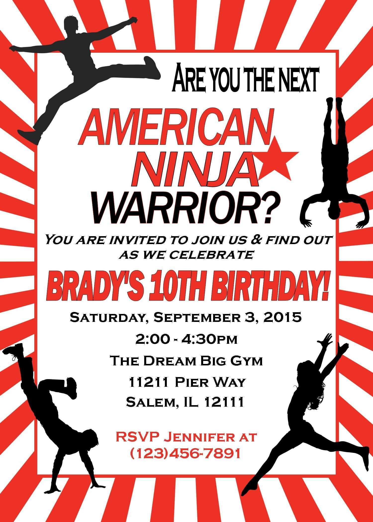 86 Creative American Ninja Warrior Birthday Invitation Template Photo for American Ninja Warrior Birthday Invitation Template
