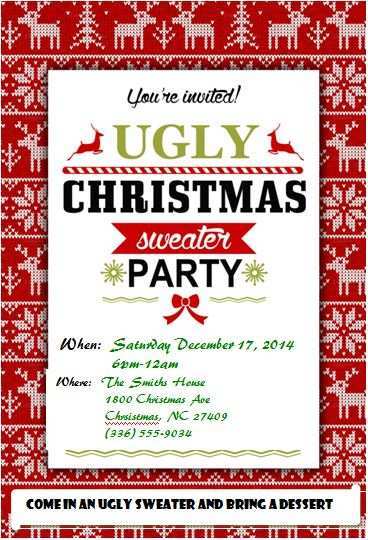 Ugly Sweater Party Invitation Template Free Word Cards Design Templates