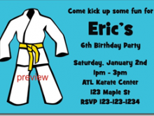89 Creative Karate Party Invitation Template For Free by Karate Party Invitation Template