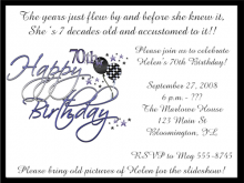91 Report 70 Year Old Birthday Invitation Template Now for 70 Year Old Birthday Invitation Template