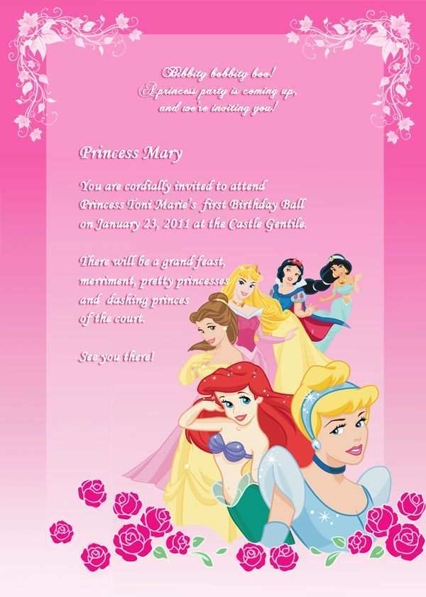 92 Free Princess Birthday Invitation Template Templates For Princess Birthday Invitation Template Cards Design Templates