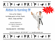 93 Online Karate Party Invitation Template For Free with Karate Party Invitation Template