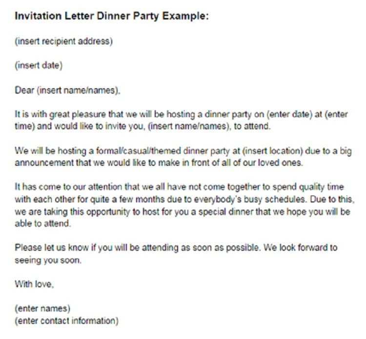 Informal Invitation Letter For Dinner Party : Pin Di Invitation