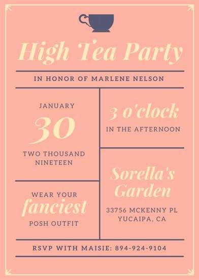 94 Free Printable Afternoon Tea Party Invitation Template Download by Afternoon Tea Party Invitation Template