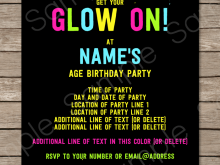 94 Printable Neon Birthday Invitation Template for Ms Word with Neon Birthday Invitation Template
