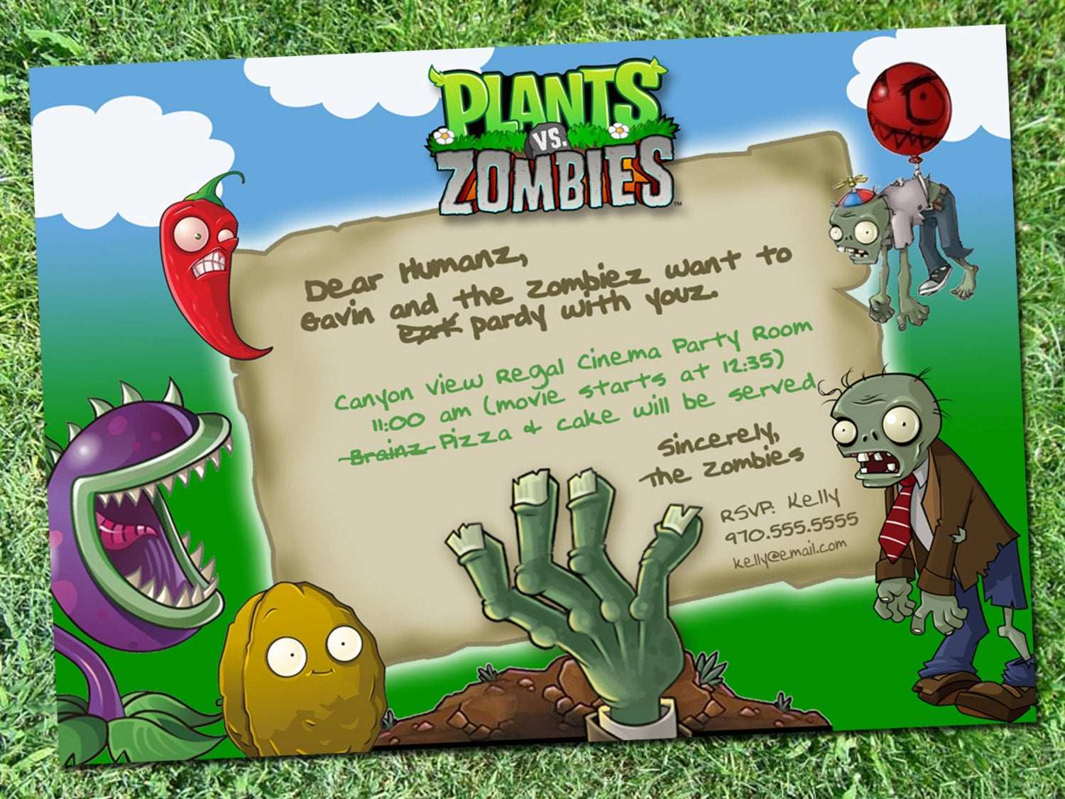 Plants vs zombies invitations