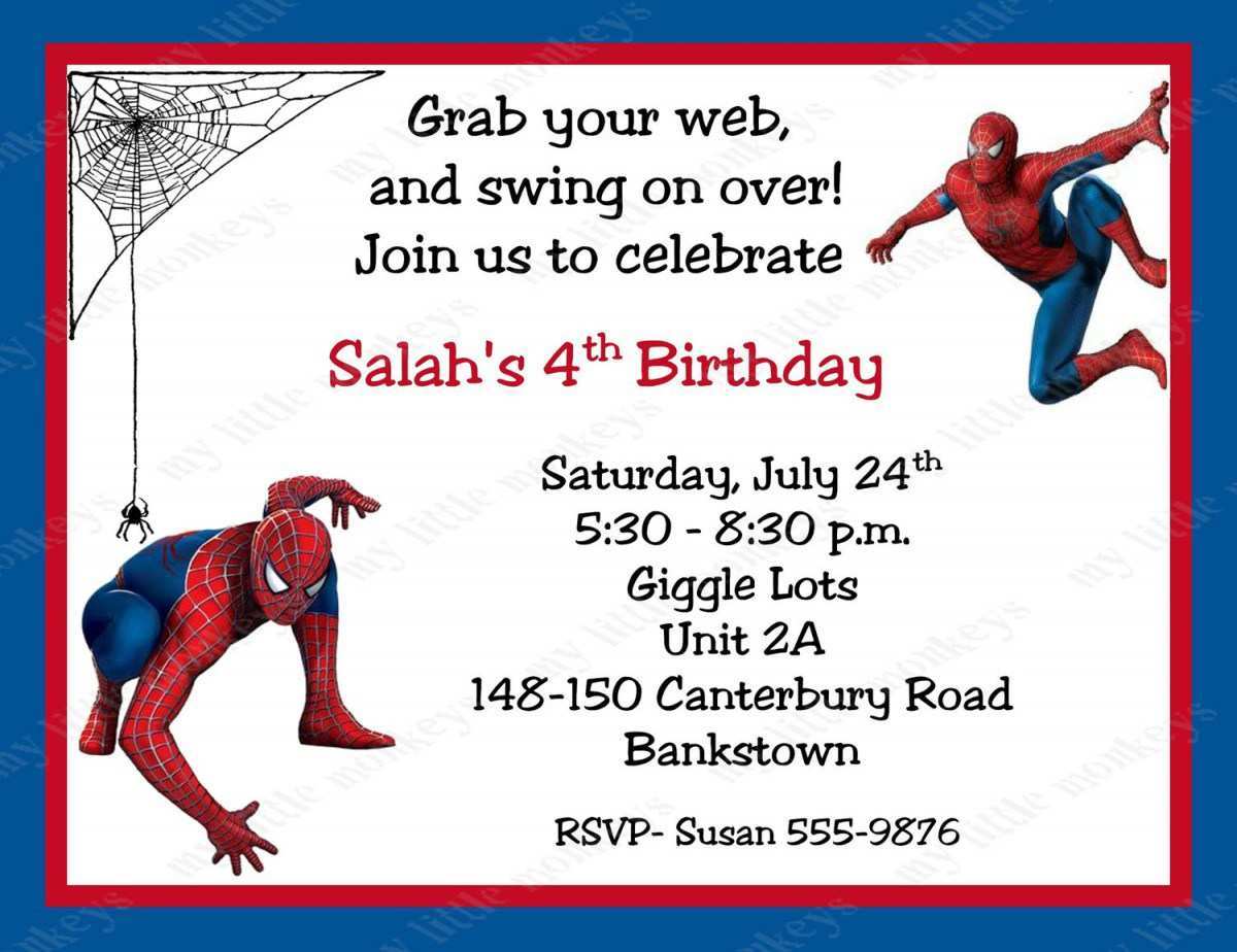 96 Creating Spiderman Birthday Invitation Template for Ms Word by Spiderman Birthday Invitation Template